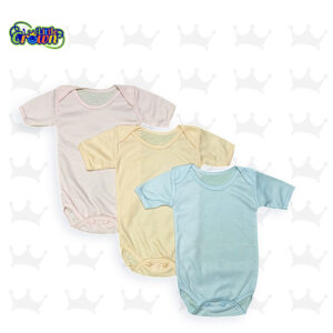 Pack of 3 Newborn Baby Romper/Bodysuit/Onesies for Baby Boy & Baby Girl In Cotton Stuff Half Sleeves - Multicolor - 0-12M