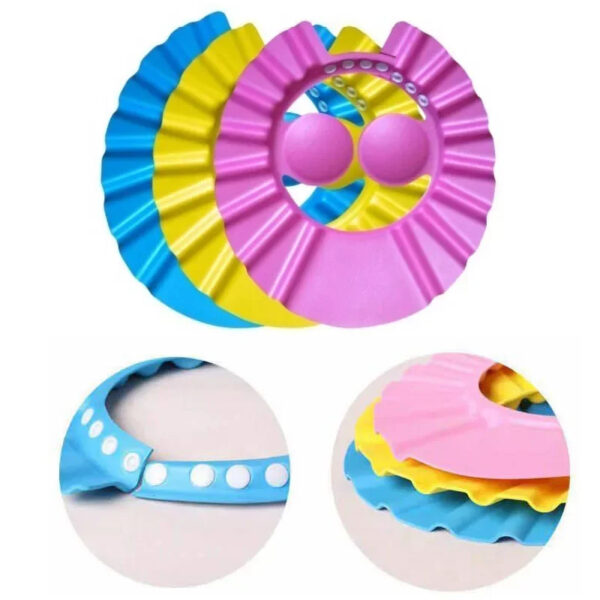 Baby EVA Soft Kids Shampoo Bath Shower Cap Hat Adjustable Kids Shower Cap Baby Care Bath Protection for Kid Shower Hat - Simple - Image 2