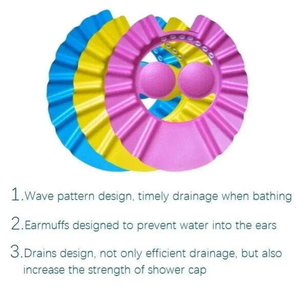 Baby EVA Soft Kids Shampoo Bath Shower Cap Hat Adjustable Kids Shower Cap Baby Care Bath Protection for Kid Shower Hat - Simple - Image 6
