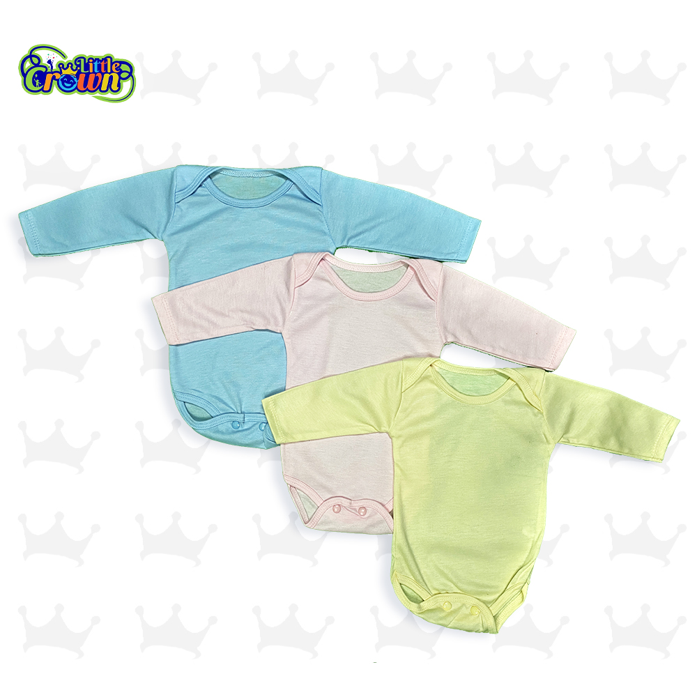 Pack of 3 Newborn Baby Romper/Bodysuit/Onesies for Baby Boy & Baby Girl In Cotton Stuff Full Sleeves - Multicolor - 0-12M