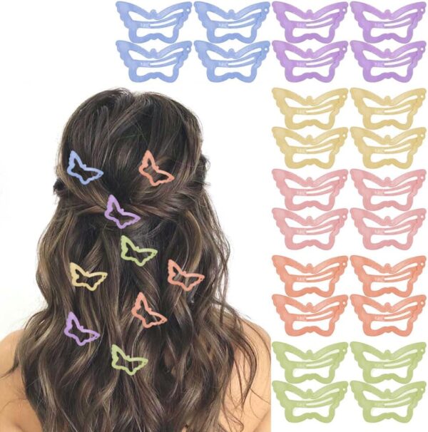 12pcs/set Cute Colorful Butterfly Water Drop Shape Hair Clips For Girls Children Lovely Hair Decorate Hair Pins Kids Hair Accessories - Butterfly - Image 2