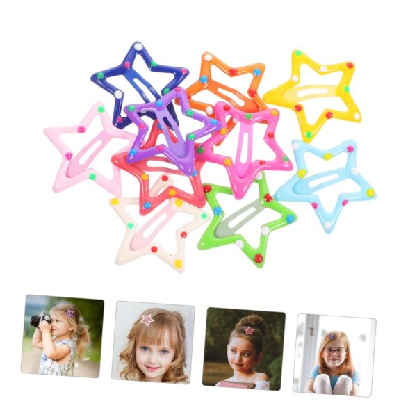 12pcs/set Cute Colorful Star Waterdrop Shape Hair Clips For Girls Children Lovely Hair Decorate Hair Pins Kids Hair Accessories - Dotted Star - Image 5