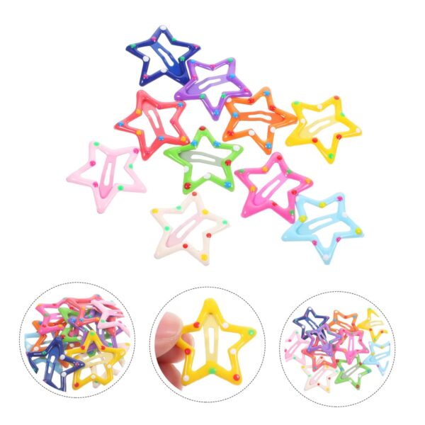 12pcs/set Cute Colorful Star Waterdrop Shape Hair Clips For Girls Children Lovely Hair Decorate Hair Pins Kids Hair Accessories - Dotted Star - Image 3