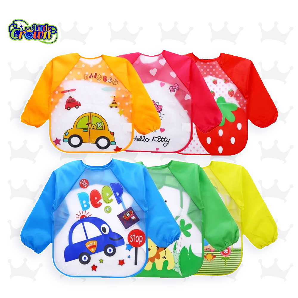 Cute Animals Bib Cartoon Baby Bibs Waterproof Colorful Children Full Sleeve Bibs Children Apron Long Sleeve Feeding Bibs