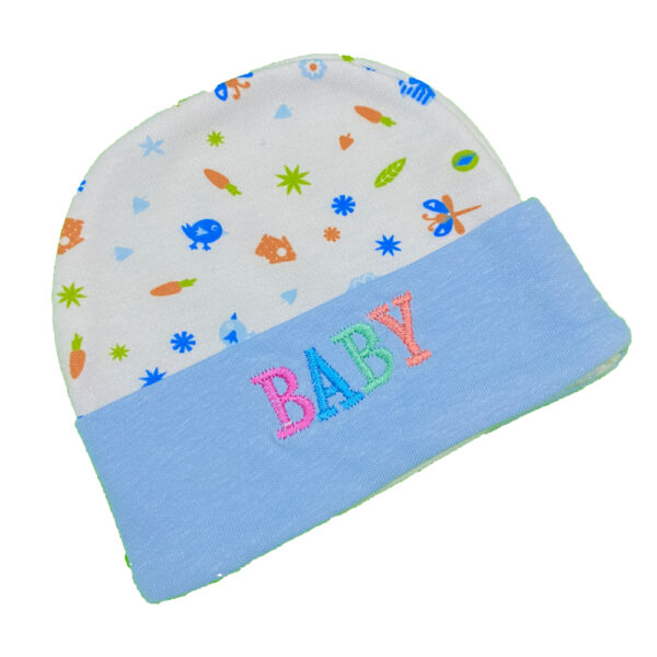 Pack of 4 New Born Baby Boy/Girls Hats in Cotton Cartoon Printed 0-6 Months Unisex Soft Solid Color Infant Accessories With Embroidery - Image 3
