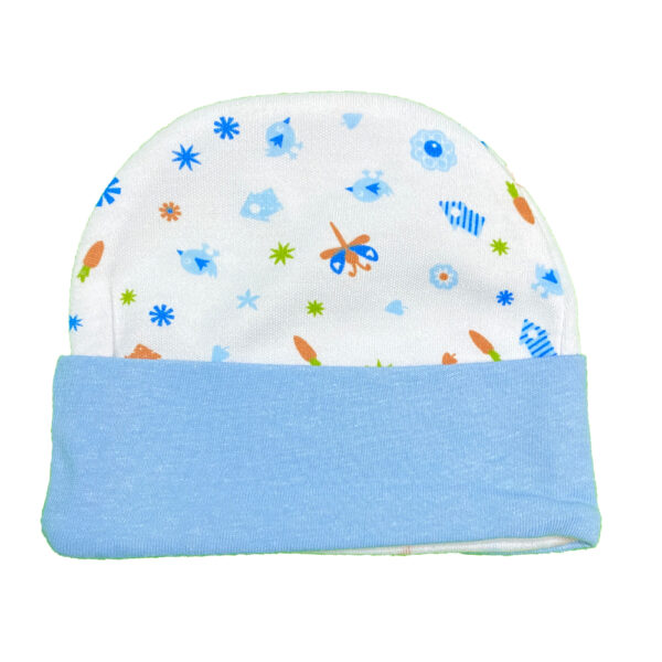 Pack of 4 New Born Baby Boy/Girls Hats in Cotton Cartoon Printed 0-6 Months Unisex Soft Solid Color Infant Accessories With Embroidery - Image 4