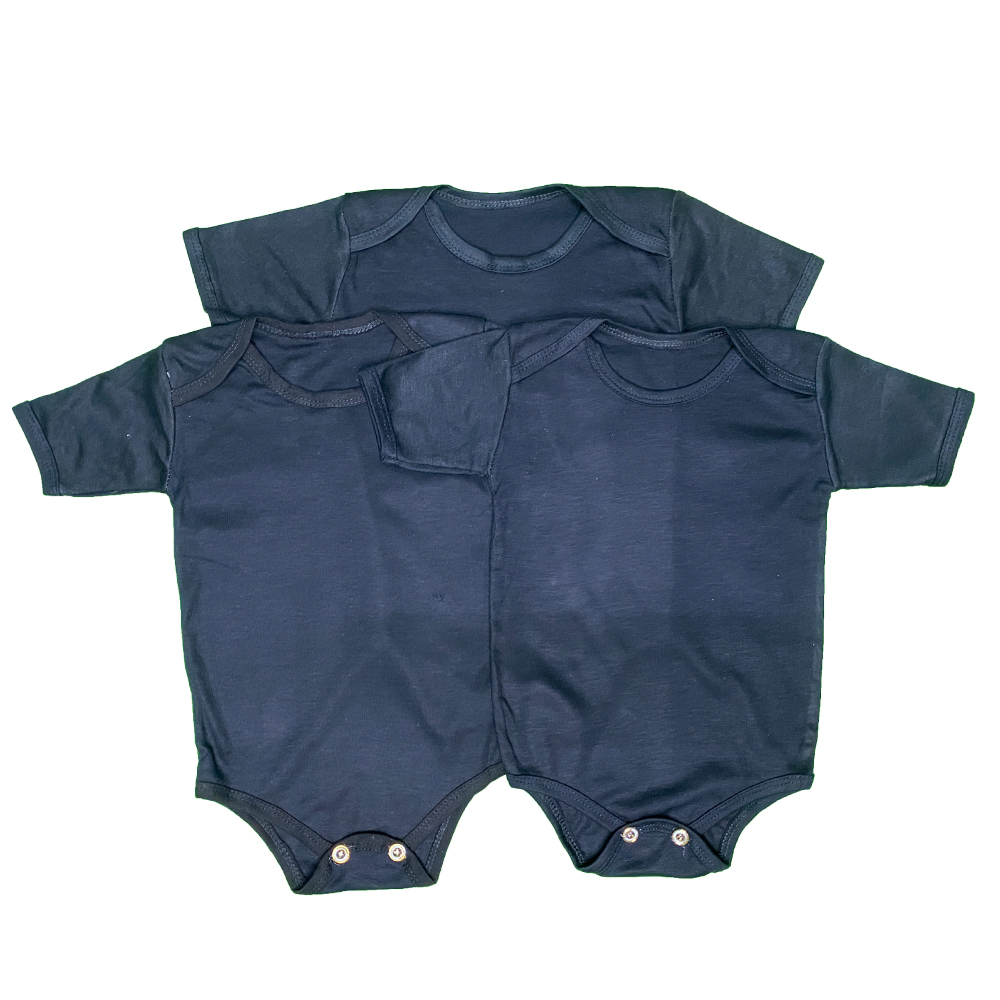 Pack of 3 Newborn Baby Romper/Bodysuit/Onesies for Baby Boy & Baby Girl In Cotton Stuff Half Sleeves - Black - 0-12M - Image 2