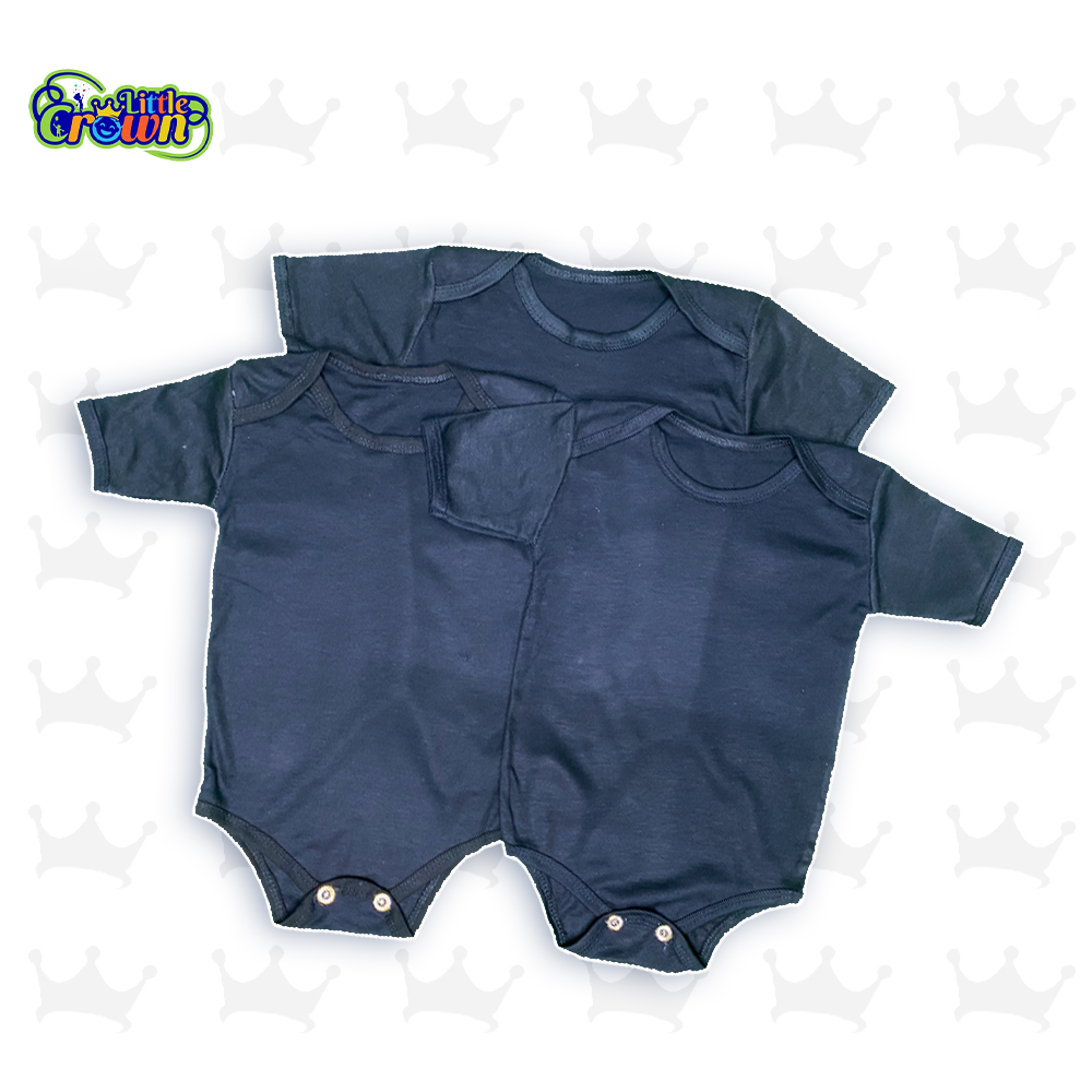Pack of 3 Newborn Baby Romper/Bodysuit/Onesies for Baby Boy & Baby Girl In Cotton Stuff Half Sleeves - Black - 0-12M