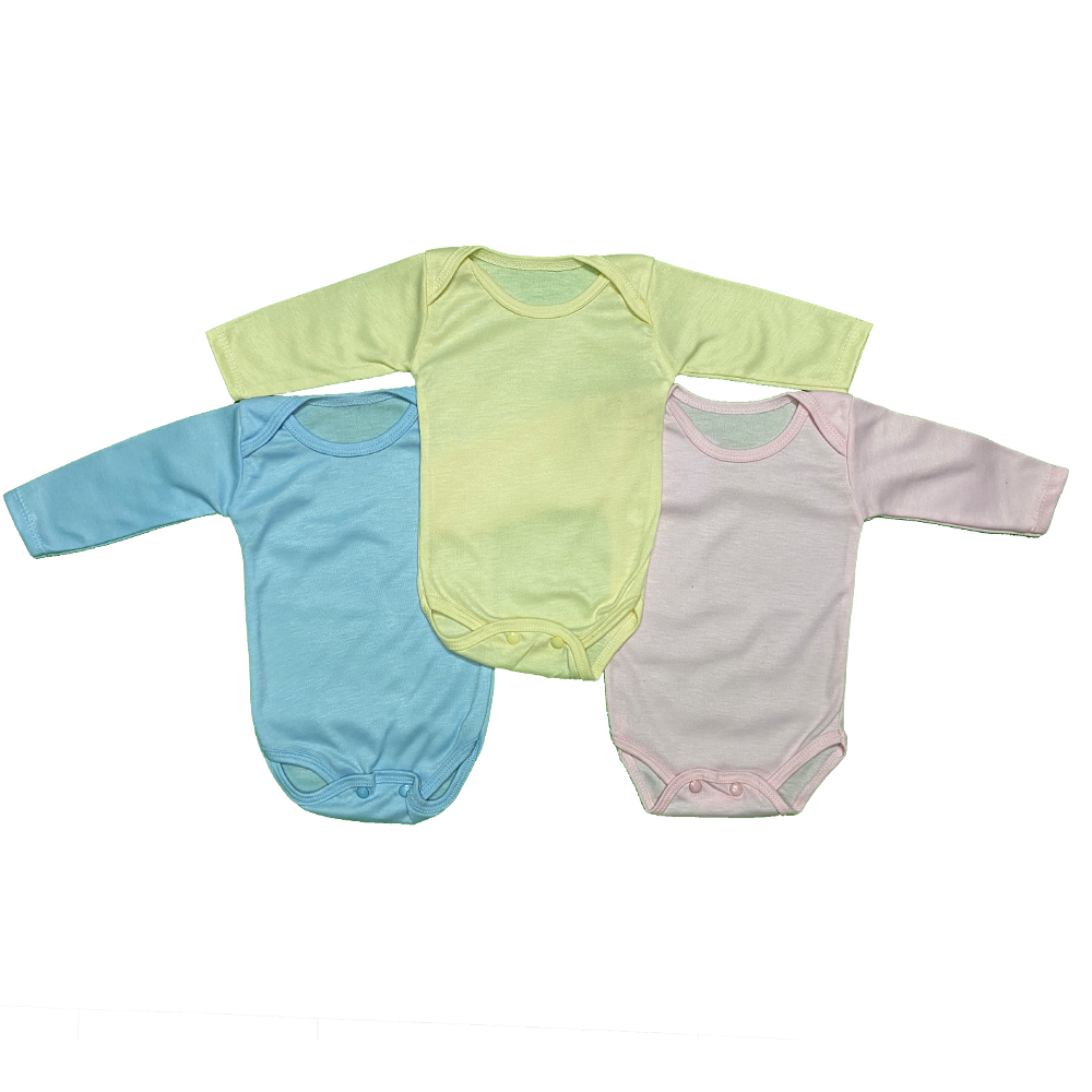 Pack of 3 Newborn Baby Romper/Bodysuit/Onesies for Baby Boy & Baby Girl In Cotton Stuff Full Sleeves - Multicolor - 0-12M - Image 2