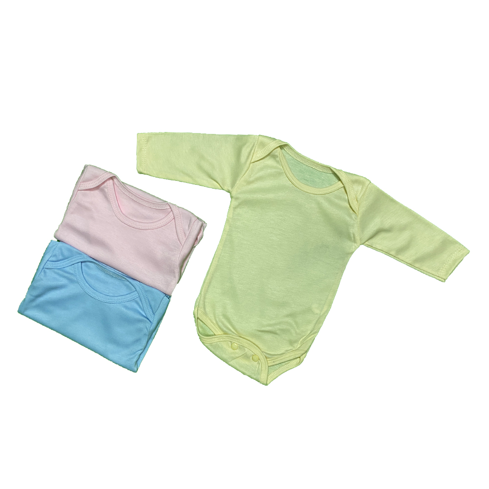 Pack of 3 Newborn Baby Romper/Bodysuit/Onesies for Baby Boy & Baby Girl In Cotton Stuff Full Sleeves - Multicolor - 0-12M - Image 3
