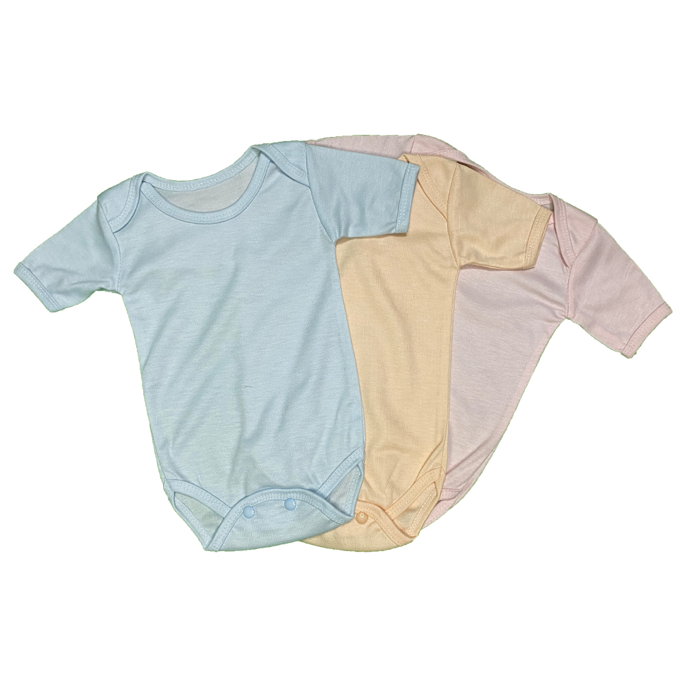 Pack of 3 Newborn Baby Romper/Bodysuit/Onesies for Baby Boy & Baby Girl In Cotton Stuff Half Sleeves - Multicolor - 0-12M - Image 2