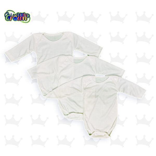 Pack of 3 Newborn Baby Romper/Bodysuit/Onesies for Baby Boy & Baby Girl In Cotton Stuff Full Sleeves - White - 0-12M