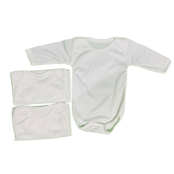 Pack of 3 Newborn Baby Romper/Bodysuit/Onesies for Baby Boy & Baby Girl In Cotton Stuff Full Sleeves - White - 0-12M - Image 2