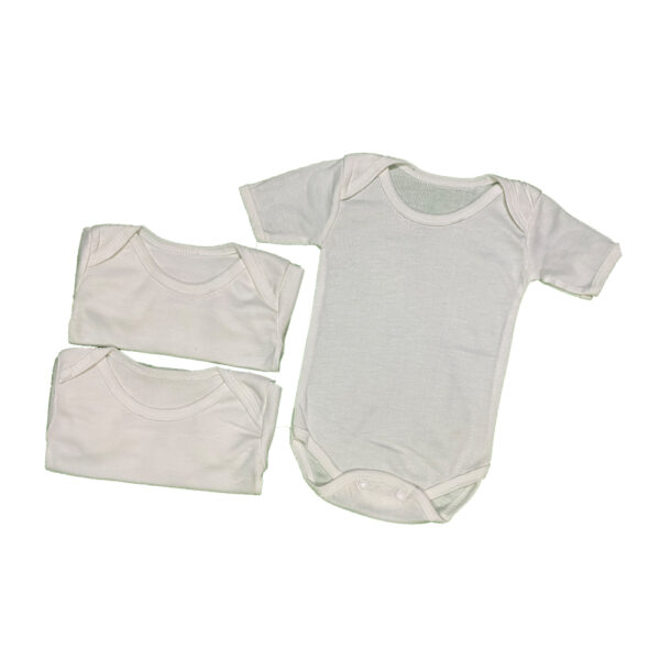 Pack of 3 Newborn Baby Romper/Bodysuit/Onesies for Baby Boy & Baby Girl In Cotton Stuff Half Sleeves - White - 0-12M - Image 2