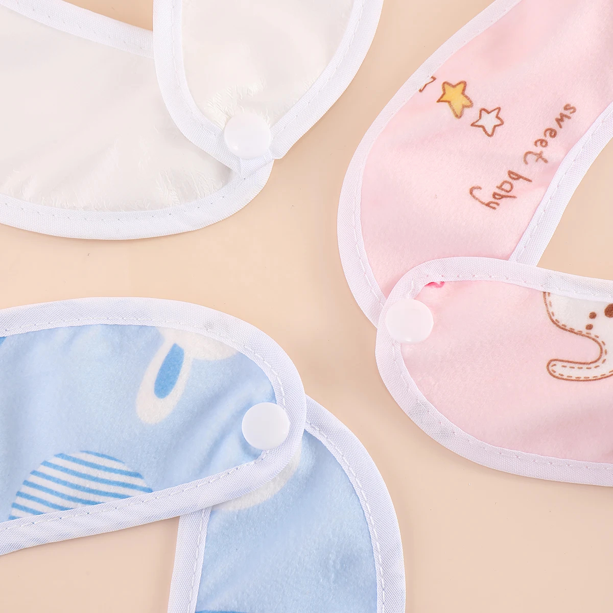 Pack Of 4 Baby Bib Cotton Bib Newborns Bibs Baby accessories for Boys Girls Baby Stuff - With Pocket - Image 2