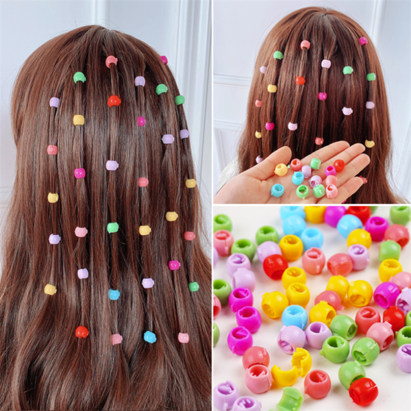 50PCS Baby Girls Cute Candy Colors Plastic Hairpins Mini Hair Clips Hair Braids Maker Beads Headwear Hair Accessories - Image 4