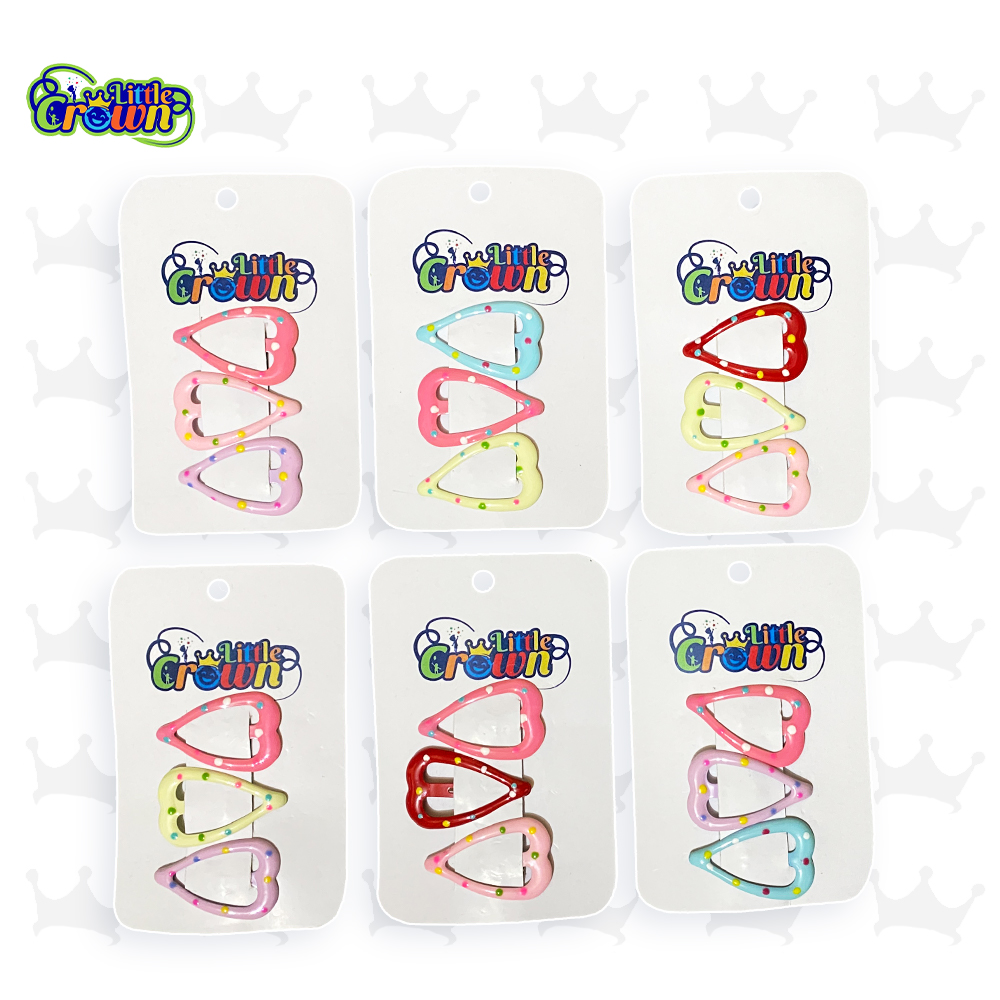 12PCS Newborn Cartoon Heart Type Metal Candy BB Clips Girls Hairpins Hair Clip Kids Headwear Barrettes Baby Hair Accessories - Heart Clip
