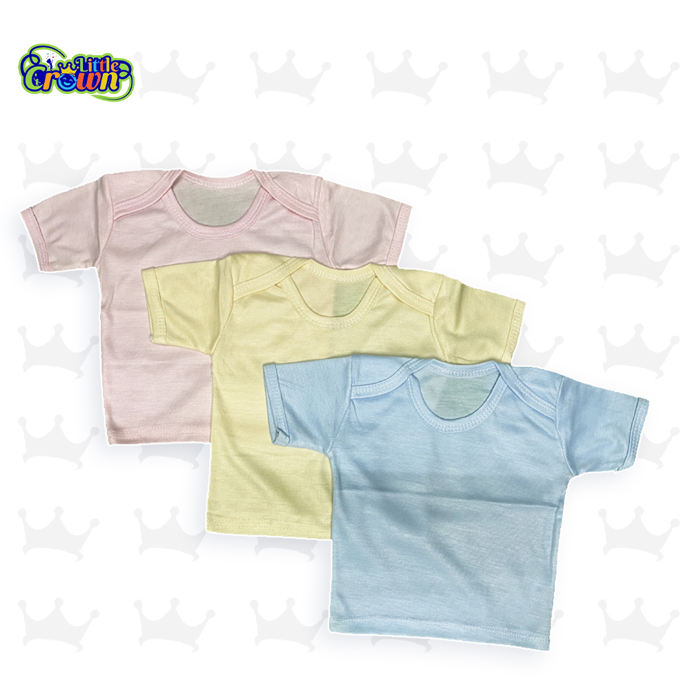 Pack of 3 Newborn Baby Inner Vests Banyan In Cotton Stuff For Newborn Baby in Half Sleeves - Multicolor- 0-12 Month