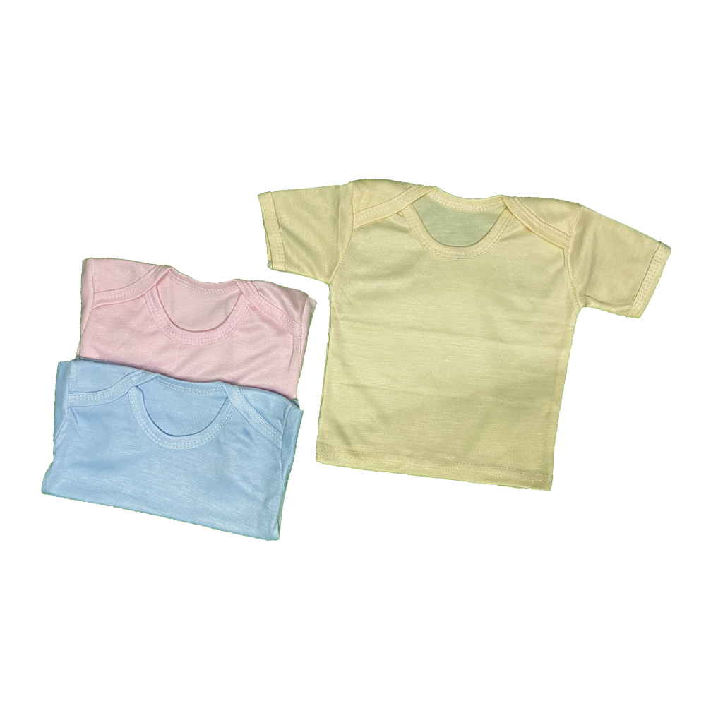 Pack of 3 Newborn Baby Inner Vests Banyan In Cotton Stuff For Newborn Baby in Half Sleeves - Multicolor- 0-12 Month - Image 3