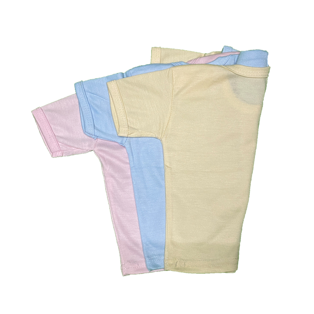 Pack of 3 Newborn Baby Inner Vests Banyan In Cotton Stuff For Newborn Baby in Half Sleeves - Multicolor- 0-12 Month - Image 4