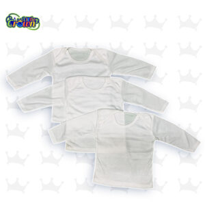 Pack of 3 Newborn Baby Inner Vests Banyan In Cotton Stuff For Newborn Baby in Full Sleeves - White - 0-12 Month