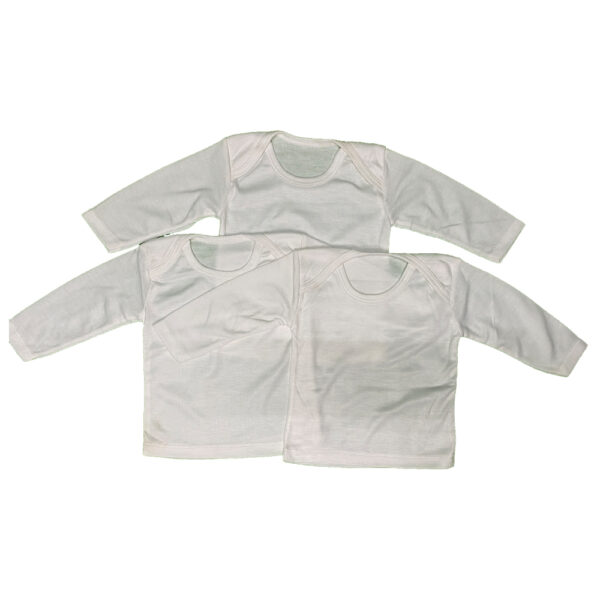 Pack of 3 Newborn Baby Inner Vests Banyan In Cotton Stuff For Newborn Baby in Full Sleeves - White - 0-12 Month - Image 2