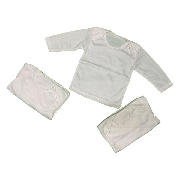 Pack of 3 Newborn Baby Inner Vests Banyan In Cotton Stuff For Newborn Baby in Full Sleeves - White - 0-12 Month - Image 3
