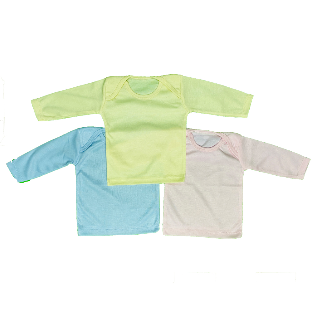 Pack of 3 Newborn Baby Inner Vests Banyan In Cotton Stuff For Newborn Baby in Full Sleeves - Multicolor - 0-12 Month - Image 2