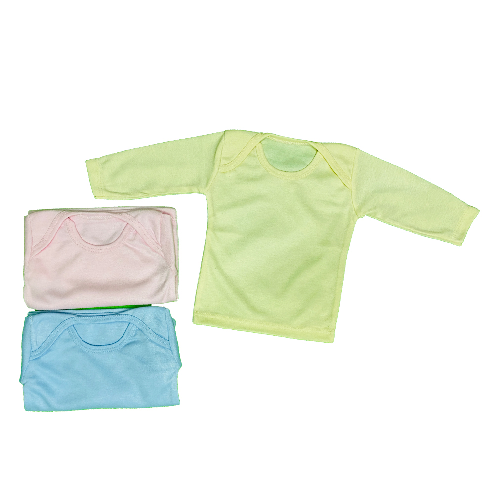 Pack of 3 Newborn Baby Inner Vests Banyan In Cotton Stuff For Newborn Baby in Full Sleeves - Multicolor - 0-12 Month - Image 4