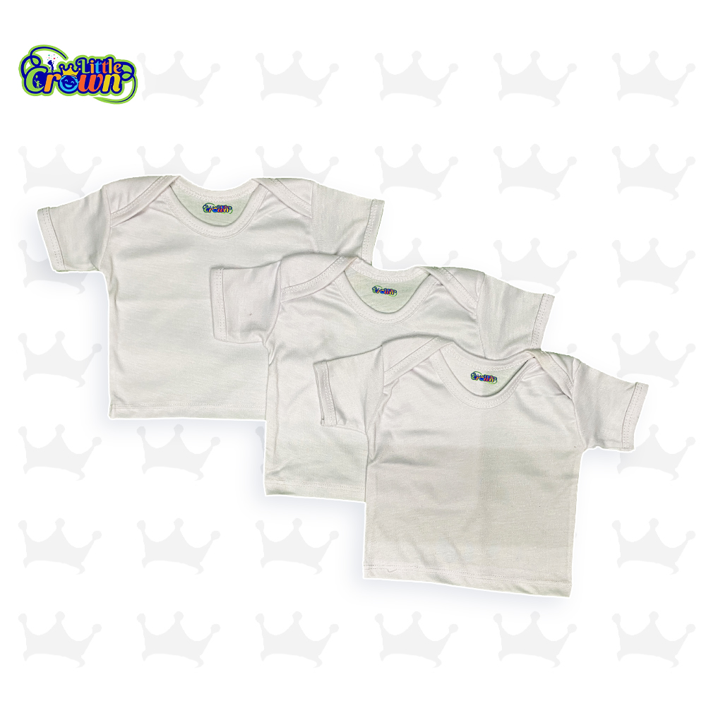 Pack of 3 Newborn Baby Inner Vests Banyan In Cotton Stuff For Newborn Baby in Half Sleeves - White - 0-12 Month