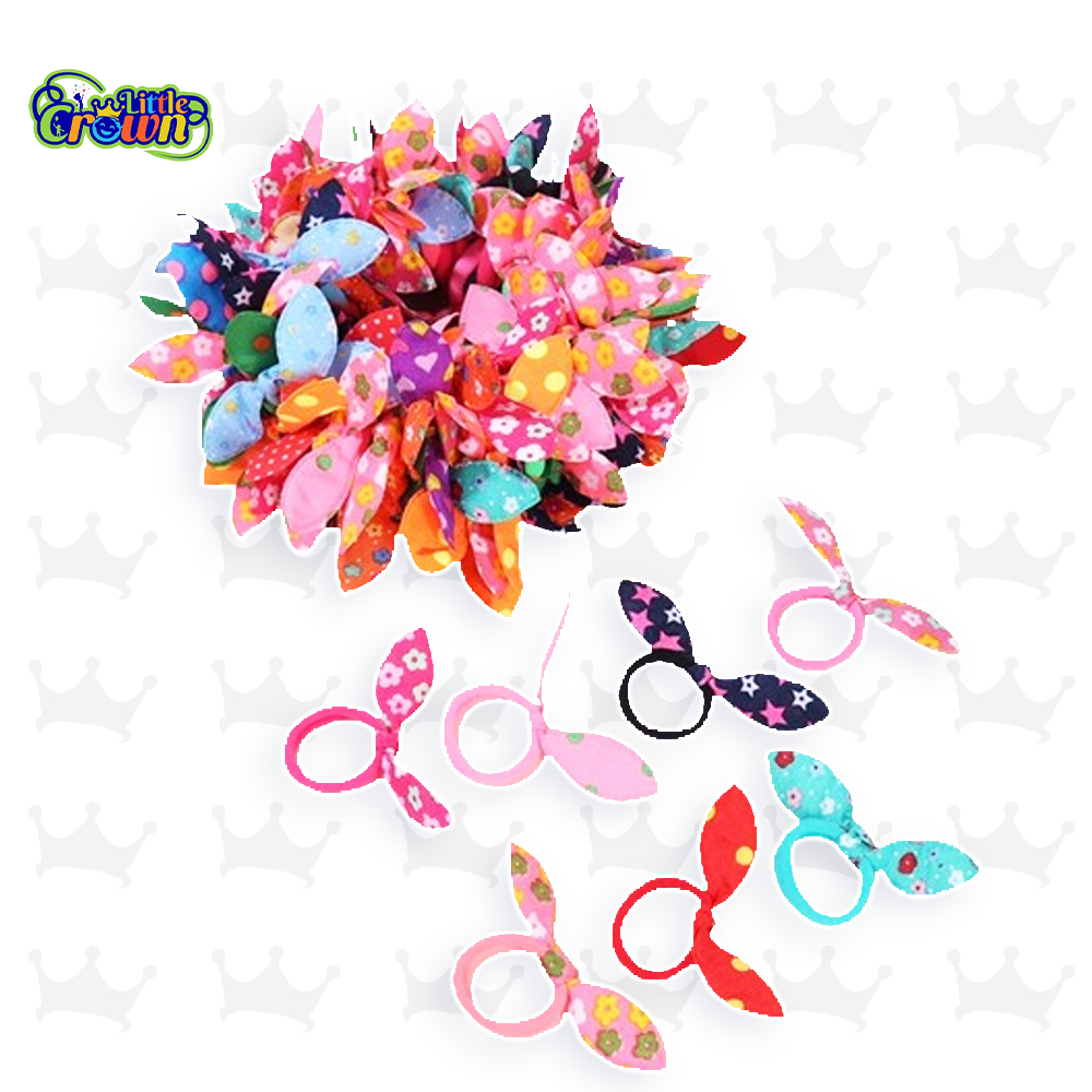 24Pcs/Set Girls Colorful Nylon Small Elastic Hair Bands Kids Cute Bow Hair Bands Ponytail Holder Headband Hair Accessories - Ring Ropes