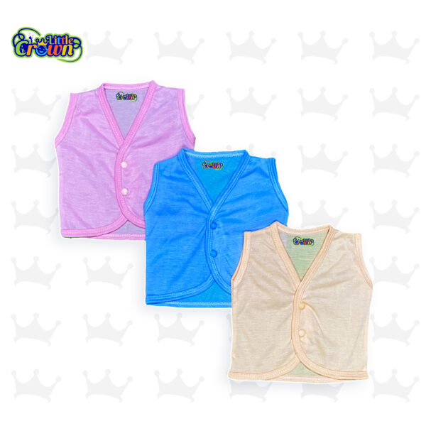 Pack Of 3 Newborn Inner/Sando Sleeveless Vest Banyan In Cotton Stuff for Baby Boy & Baby Girl For 0-9 Months - Multicolor