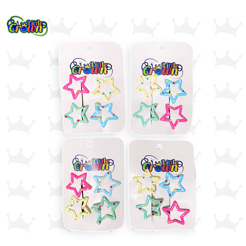 12pcs/set Cute Colorful Star Waterdrop Shape Hair Clips For Girls Children Lovely Hair Decorate Hair Pins Kids Hair Accessories - Dotted Star