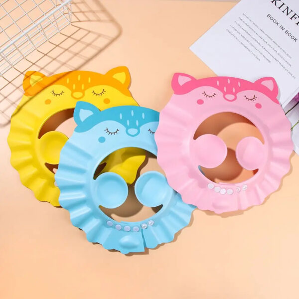 Baby Shower Cap Wash Hair Soft Foam Adjustable Bathing Bath Protect Cap Hat For Baby Children Kids Shampoo Hat in Character - Image 3