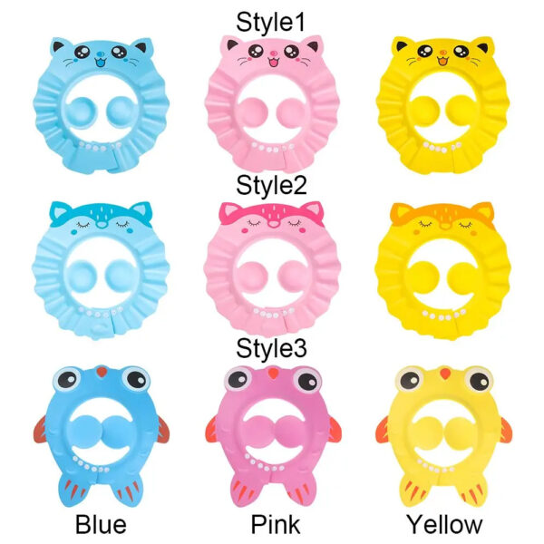 Baby Shower Cap Wash Hair Soft Foam Adjustable Bathing Bath Protect Cap Hat For Baby Children Kids Shampoo Hat in Character - Image 4
