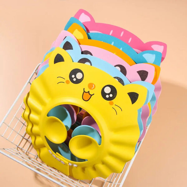 Baby Shower Cap Wash Hair Soft Foam Adjustable Bathing Bath Protect Cap Hat For Baby Children Kids Shampoo Hat in Character - Image 5